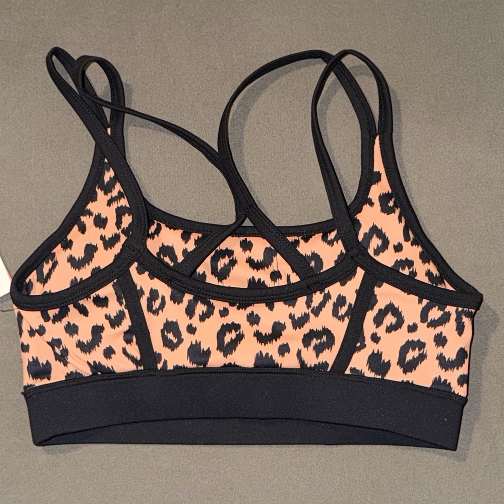 Women's Leopard Print Sports Bra - Aqua Athletic - Picture 3 of 4